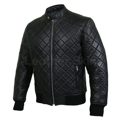 Home / Products / Leather Skin Men Black Diamond Quilted Genuine ...