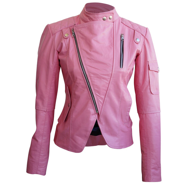 Home / Products / Leather Skin Women Pink Brando Genuine Leather Jacket