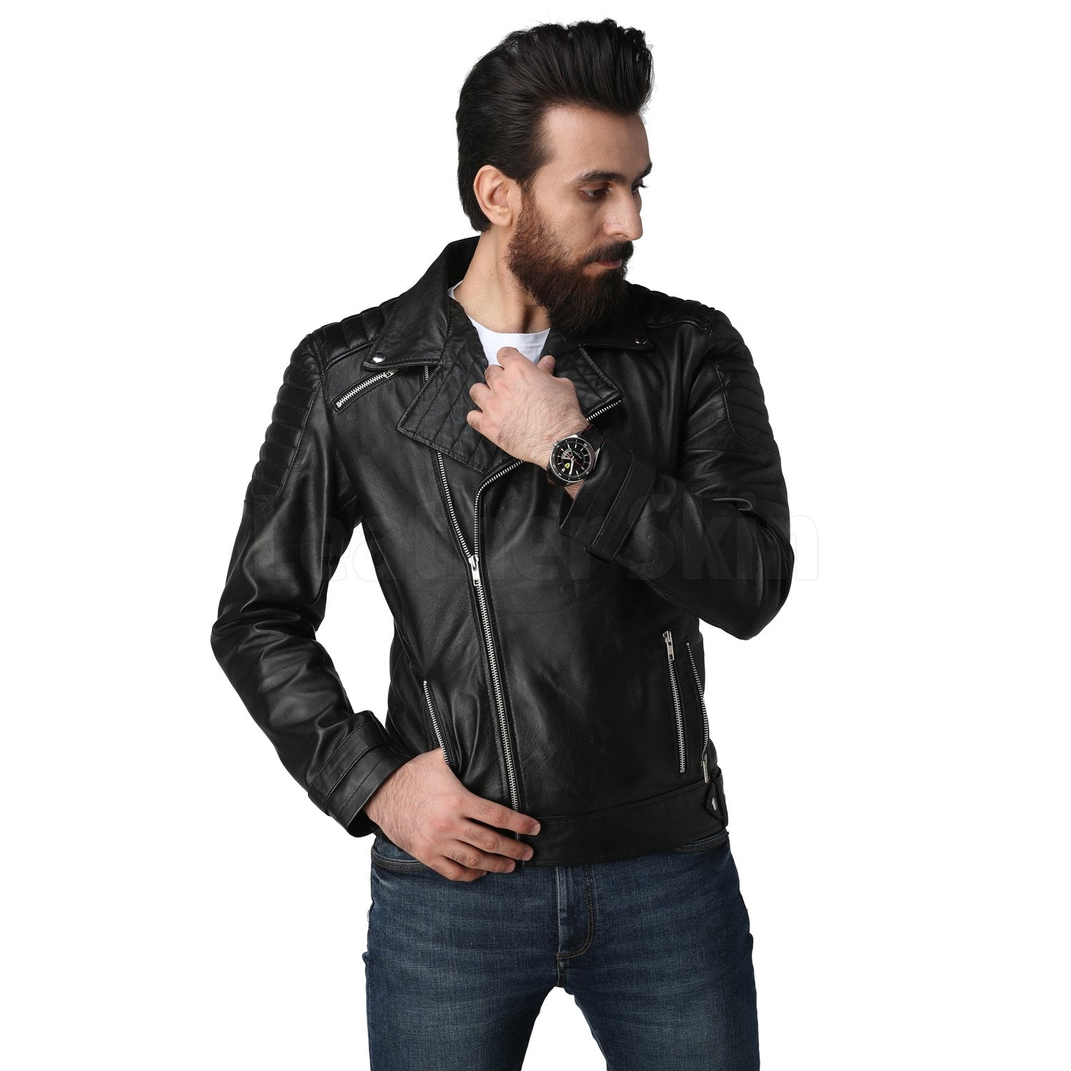 Men's Black Biker Leather Jacket