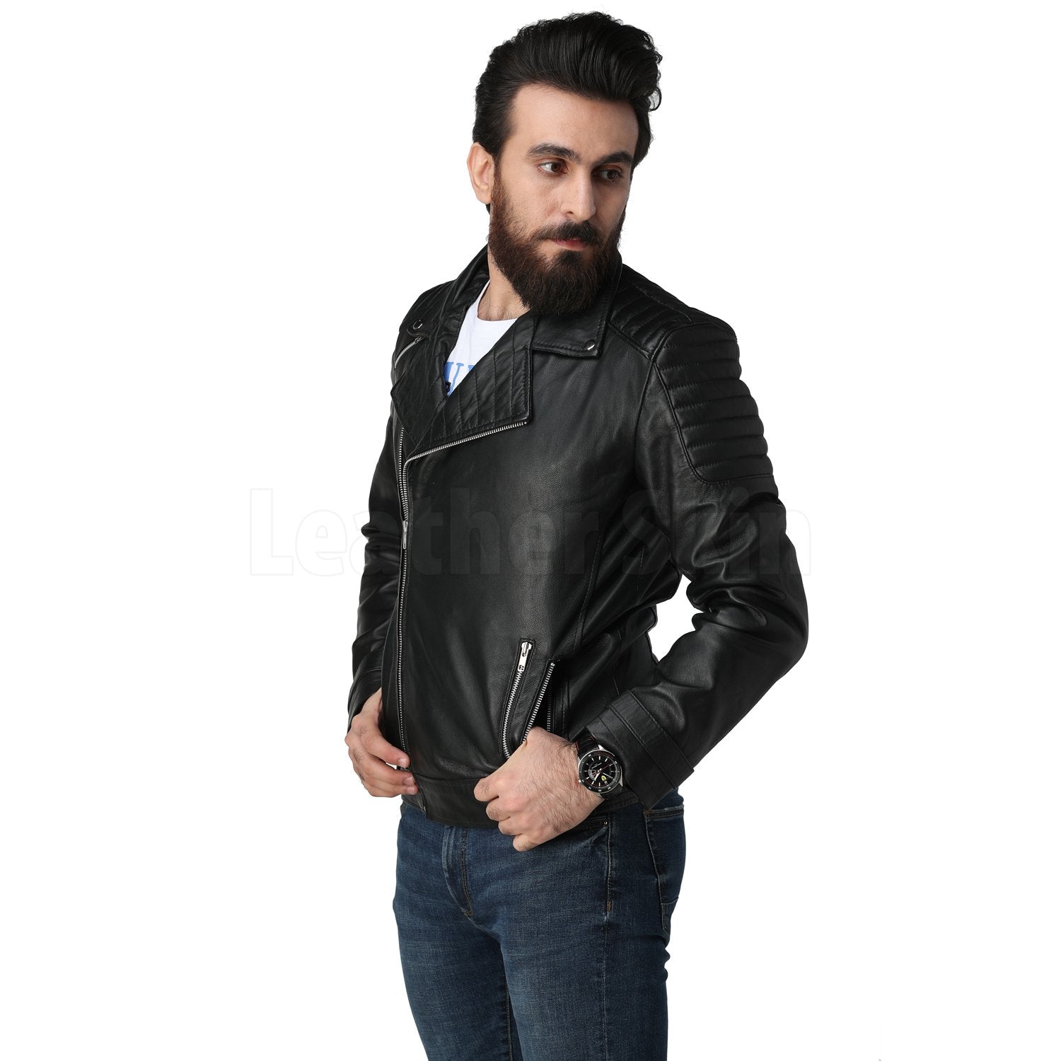 Men's Black Biker Leather Jacket