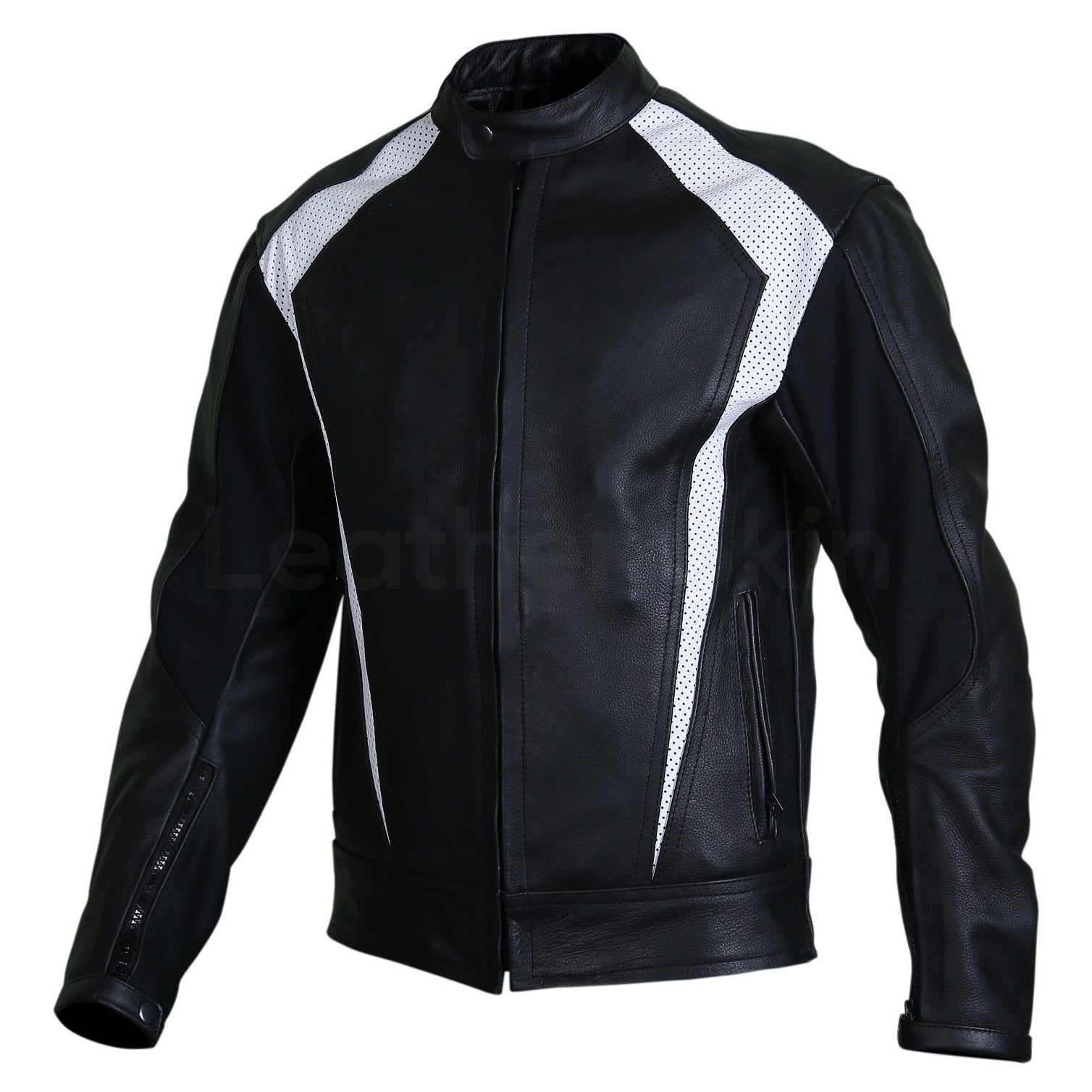 black biker jacket with perforation