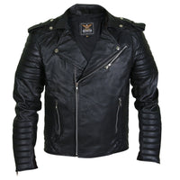 Home / Products / Men Black Brando Motorcycle Leather Jacket with ...