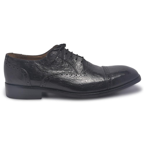 Men Black Brogue Glossy Oxford Genuine Leather Shoes