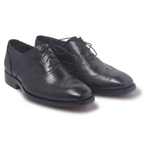 wingtip leather shoes black