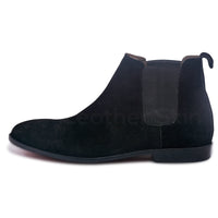 Men Black Chelsea Suede Leather Boots