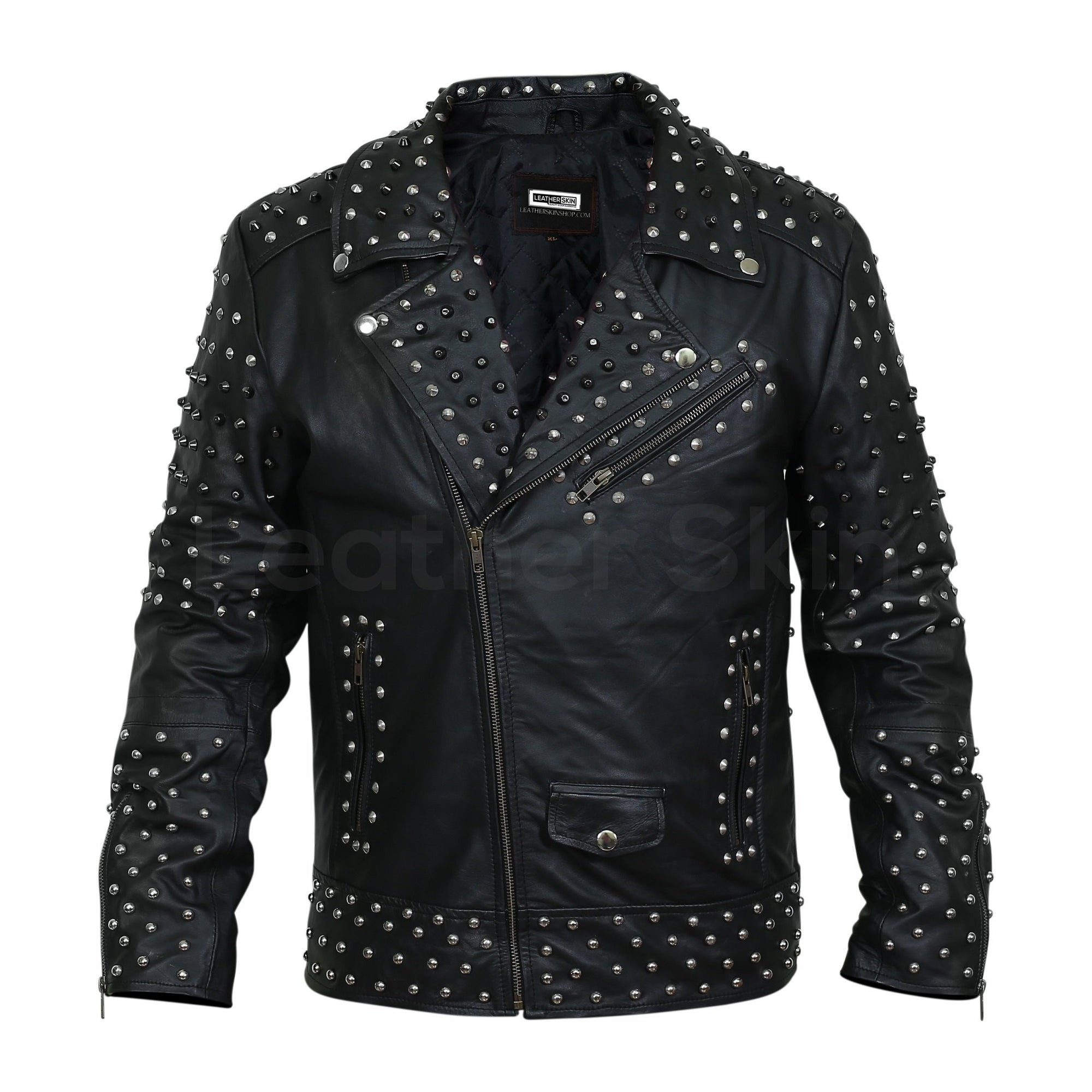spiked leather jacket mens