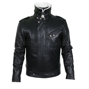 mens fur collar leather jacket