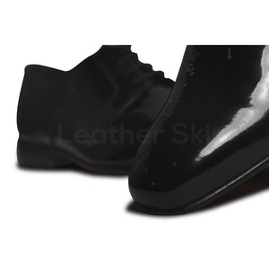 Shiny Black Leather Shoes for Men
