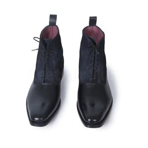 Men Black Lace Up Suede & Genuine Leather Boots - US 8 Men Black Lace Up Suede & Genuine Leather Boots - US 8
