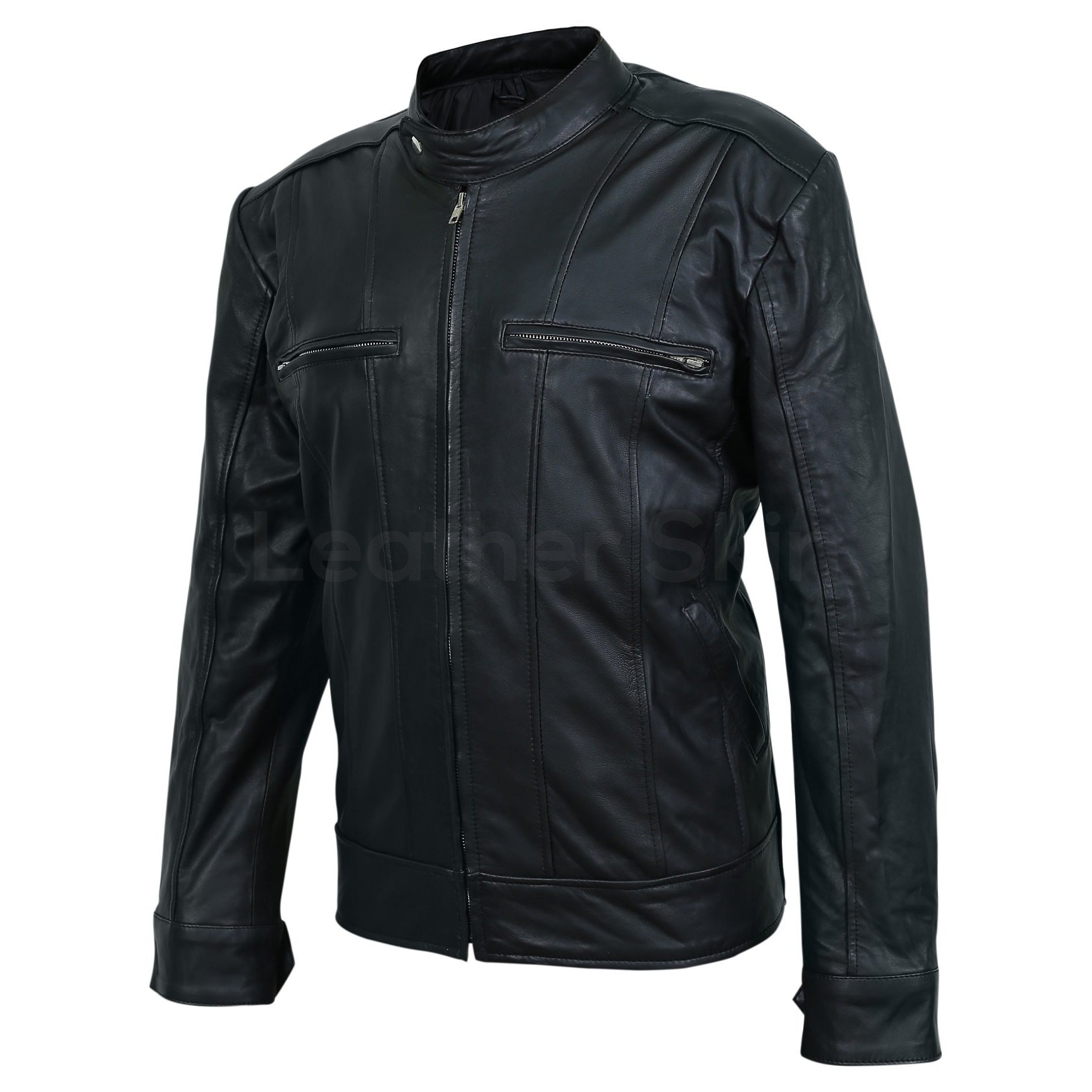 men black jacket with front stitching