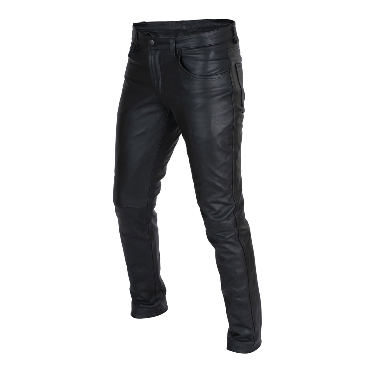 Mens Nightclub Genuine Black Leather Motorcycle Trousers Pants