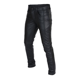 Men's Black Genuine Leather Pant