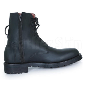 Men Black Military Genuine Leather Boots