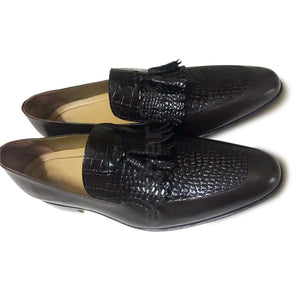 Men Black Moccasins Tassel Handmade Genuine Leather Shoes