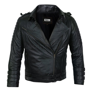 mens black brando leather jacket