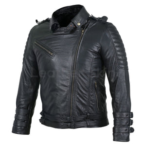 mens leather jacket with straps
