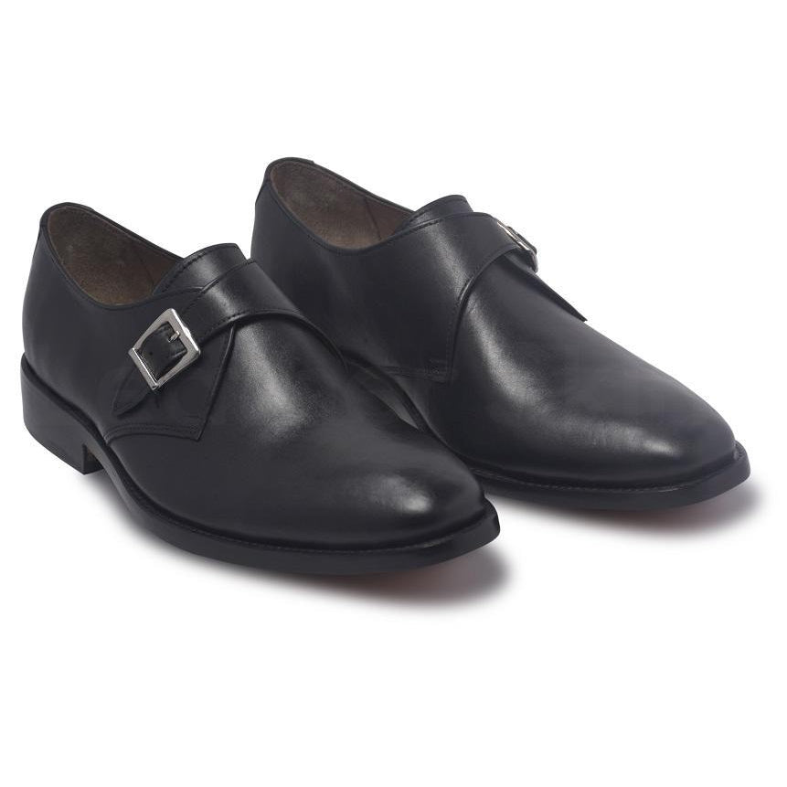 Men Black Single Monk Strap Genuine Leather Shoes - Leather Skin Shop Men Black Single Monk Strap Genuine Leather Shoes - Leather Skin Shop
