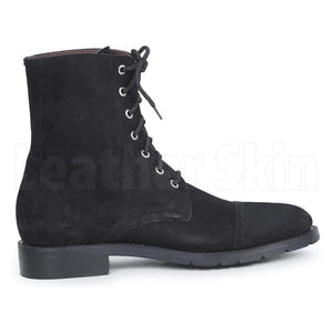 Men Black Suede Lace up Ankle Genuine Leather Boots