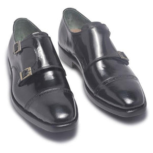 monk black leather shoes