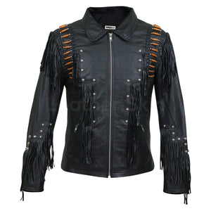 mens leather jacket with fringes
