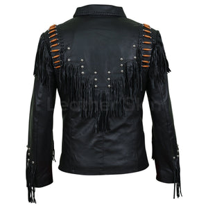 leather jacket with beads mens