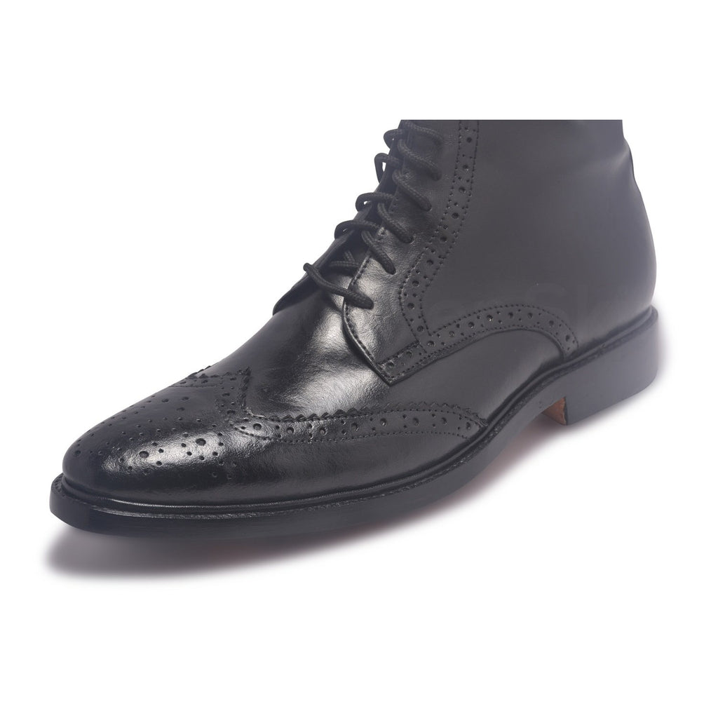 Men Black Wingtip Brogue Derby Leather Boots - Leather Skin Shop Men Black Wingtip Brogue Derby Leather Boots - Leather Skin Shop