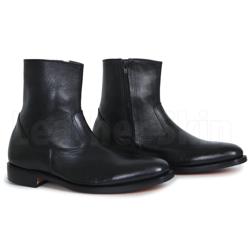 Det er billigt vokal fly Men Black Zipper Ankle Genuine Leather Boots - Leather Skin Shop