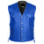 Men Blue Genuine Real Leather Vest with Black Lining