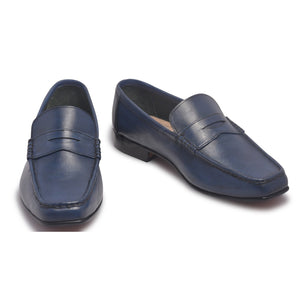 mens genuine penny loafer shoes blue
