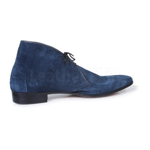 Men Blue Suede Chukka Leather Shoes with Laces blue