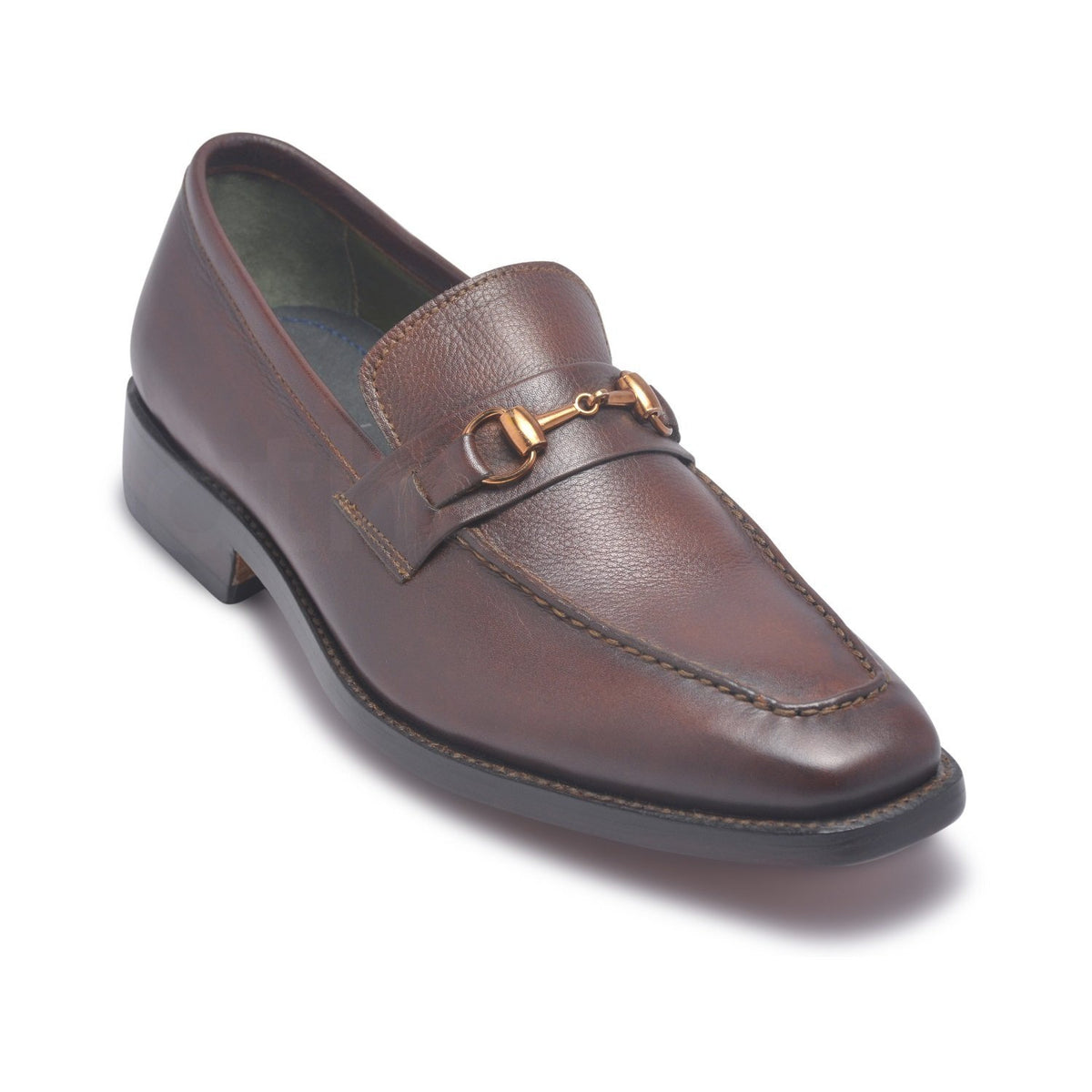 Men Brown Bit Loafer Genuine Leather Shoes with Golden Decoration - Leather Skin Shop Men Brown Bit Loafer Genuine Leather Shoes with Golden Decoration - Leather Skin Shop