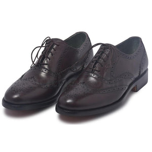 brown wingtip leather shoes