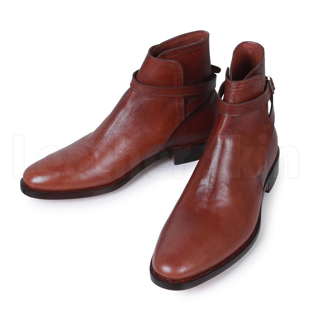 Men Brown Jodhpurs Genuine Leather Boots