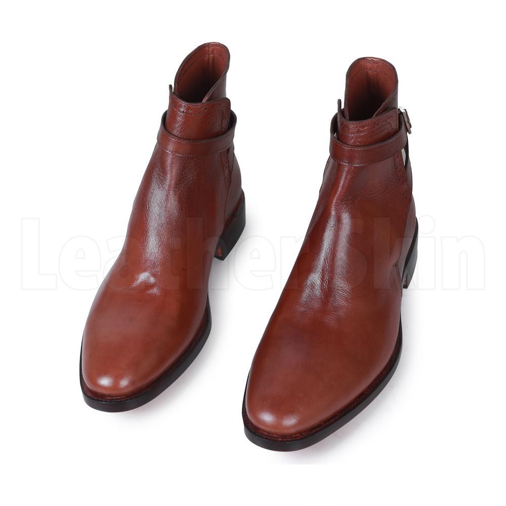 Men Brown Jodhpurs Genuine Leather Boots