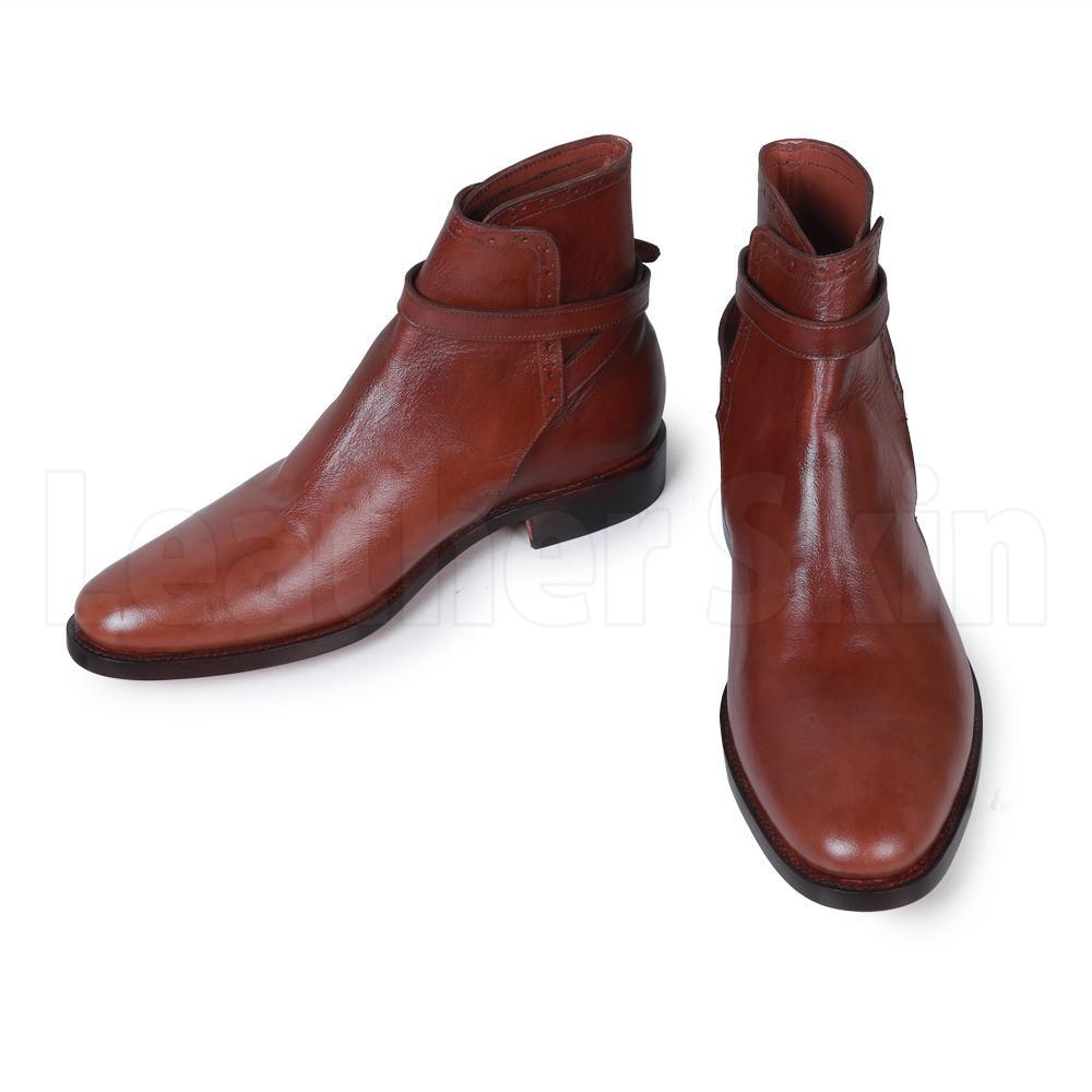Men Brown Jodhpurs Genuine Leather Boots