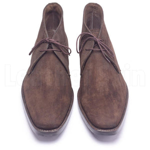 Men Brown Monk Strap Chukka Suede Leather Boots
