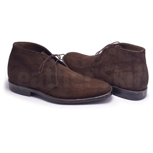 Men Brown Monk Strap Chukka Suede Leather Boots