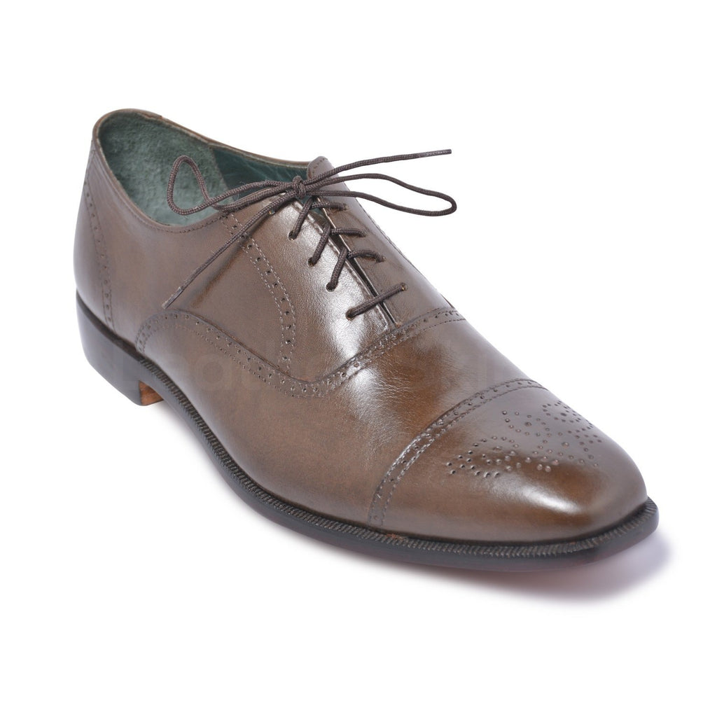 brown leather dress shoes men Men Brown Oxford Capped Toe Brogue Genuine Leather Shoes