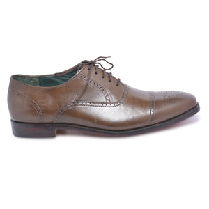 capped toe brown leather shoes mens