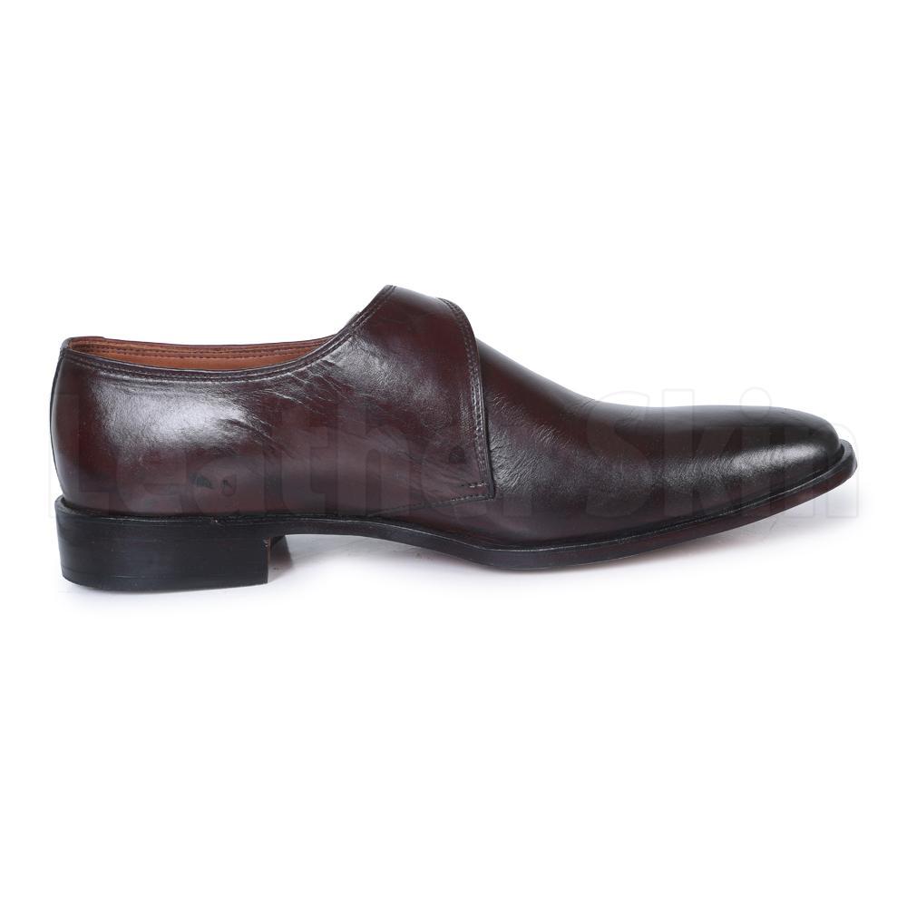Men Brown Single Monk Handmade Genuine Leather Shoes Men Brown Single Monk Handmade Genuine Leather Shoes