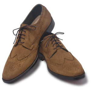 men suede leather shoes in brown color