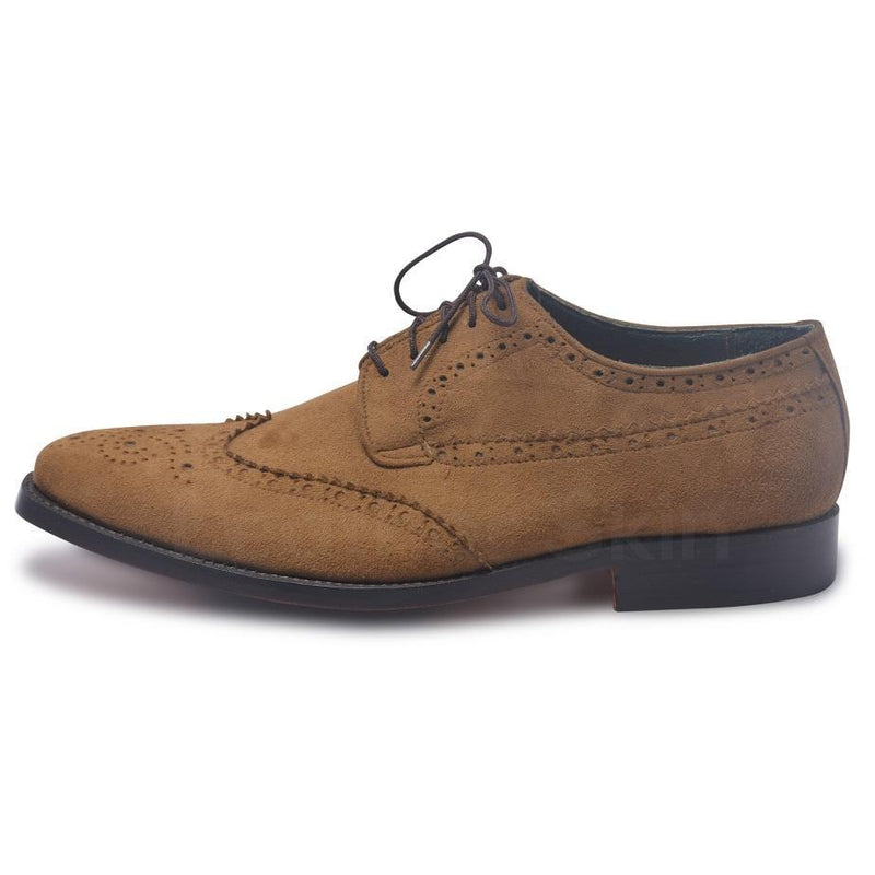 Men Brown Suede Leather Shoes with Laces