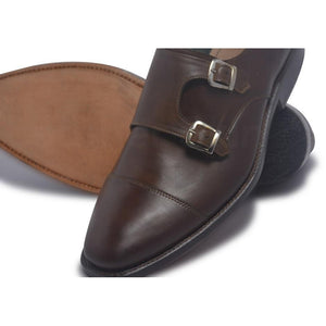 Men Monk Brown Leather Shoes