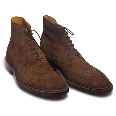 Men Brown Ankle Lace Up Suede Leather Boots