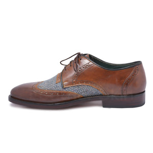 men brown genuine leather shoes derby