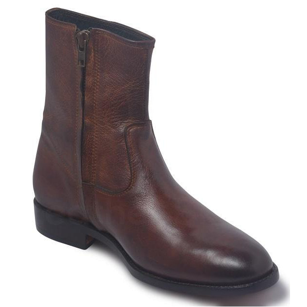 Men Brown Zipper Ankle Genuine Leather Boots - US 7 / Standard Men Brown Zipper Ankle Genuine Leather Boots - US 7 / Standard