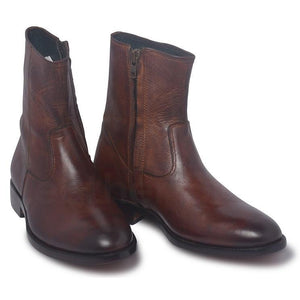 zipped leather boots for men