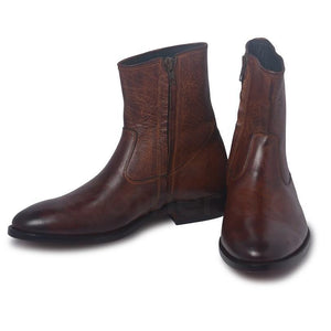 zipper leather boots men