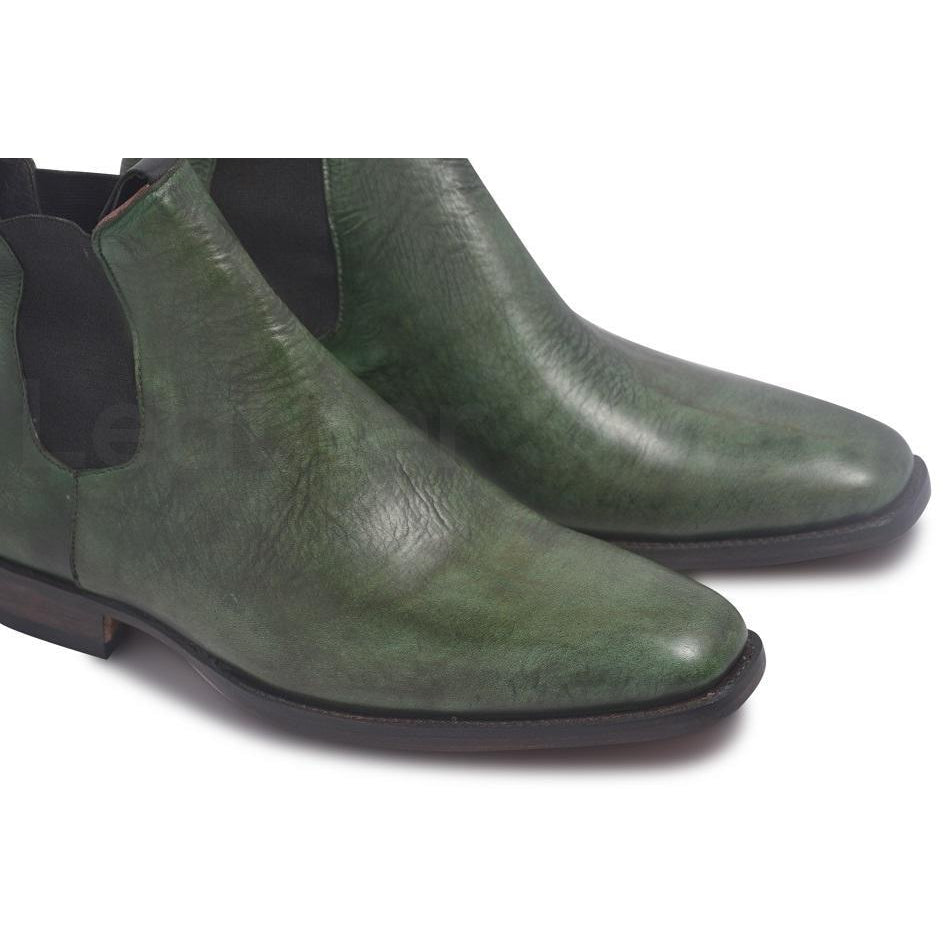 Men Chelsea Army Green Genuine Leather Boots - US 14.5 Men Chelsea Army Green Genuine Leather Boots - US 14.5