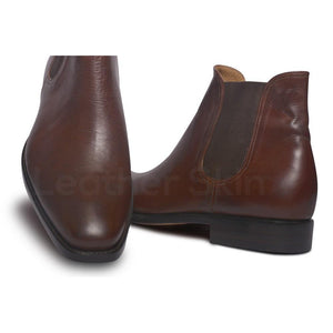 Chelsea Leather Boots in Brown Color
